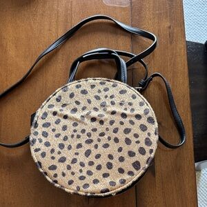 Leopard Print Round Crossbody Bag